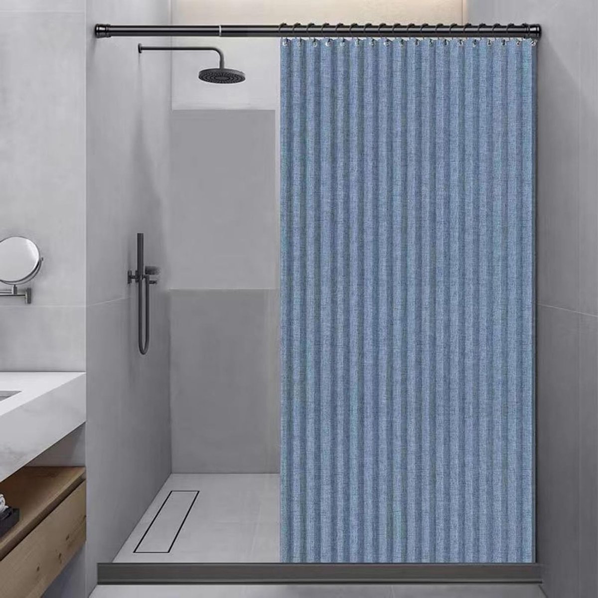 Douchegordijn Vouwbaar - Badkamer Gordijn - Douchen en Baden - Magnetische Afdichting - 120x200cm - Blauw