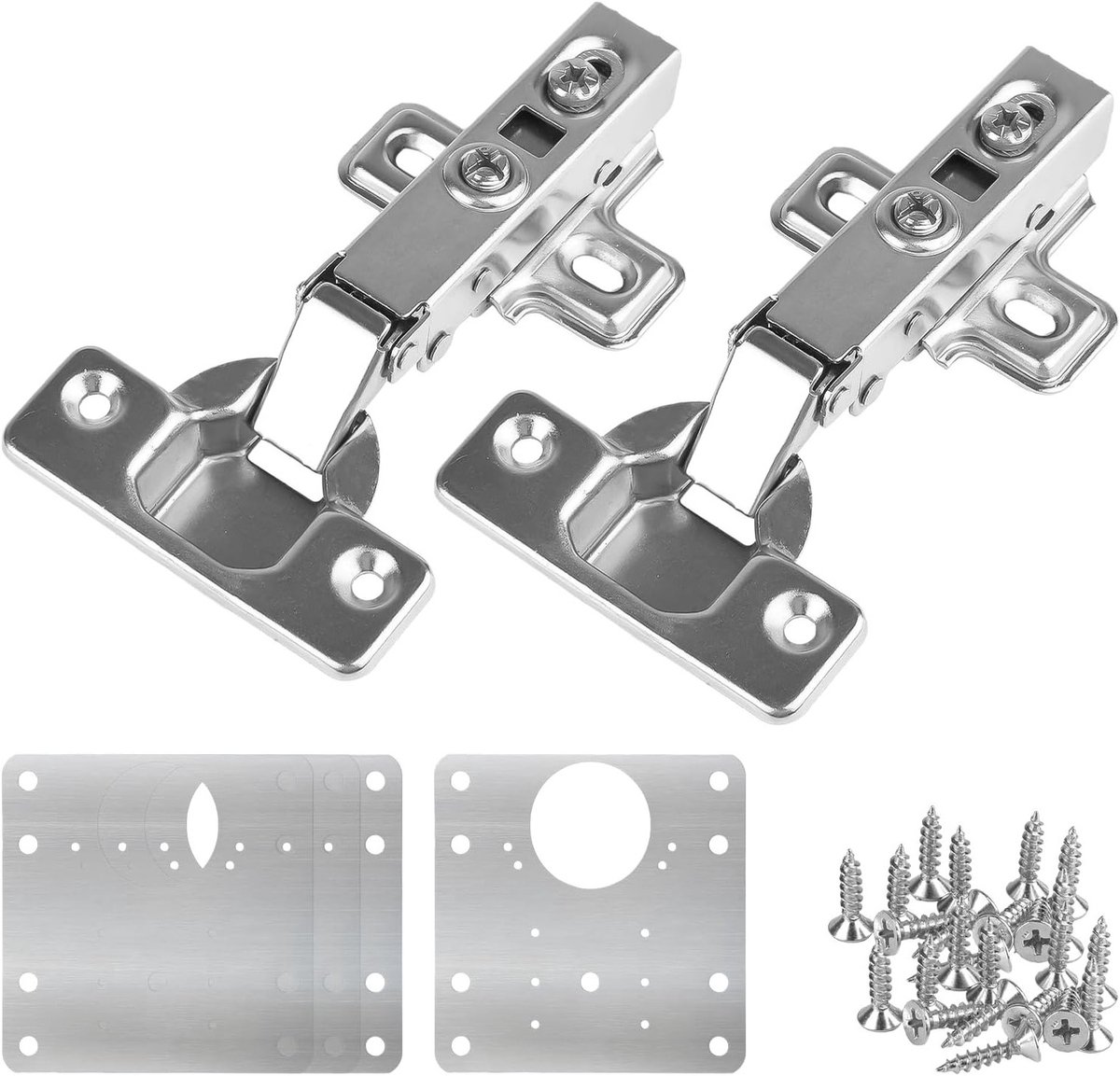Set van 2 RVS Dempend Hengen voor Keukenkastdeuren, Soft-Close Mechanisme en Reparatieonderdelen