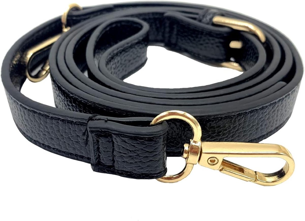 Verstelbare Leren Schouderriem met Metalen Draaihaak voor Crossbody Tas, Aktetas en Schoudertas - 2cm Breedte (Gouden Gesp)
