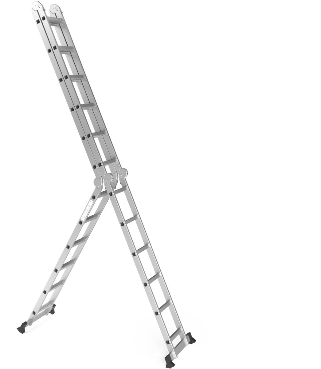 RMBO - Multifunctionele Vouwladder 4x6 - Vouwladder - 6,90 m lang - Compact en Draagbare ladder - 13 standen - Geschikt voor Particulier en Professioneel Gebruik - Max. Belasting 150 kg, EN 131.6 – foto 6