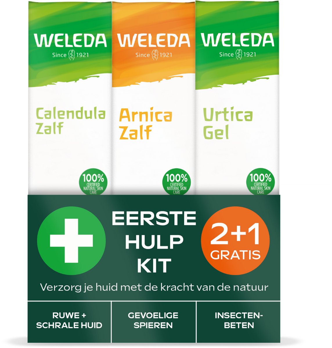 WELEDA Eerste Hulp Kit – 2+1 Verpakking – Natuurlijke Zelfzorg voor Huid, Spieren en Insectenbeten – Calendula Zalf, Arnica Zalf & Urtica Gel - 100% Natuurlijke Ingrediënten