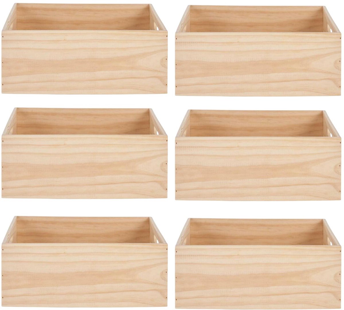 Home&styling opbergbox Praag - 6x - 46 x 31 x 14 cm - hout - natuurlijke look - opbergkist