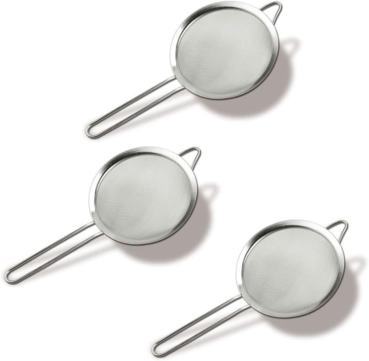 Zeef Set 3 delig | Keukenzeef | Bolzeef | mini Zeefjes | Set Premium Fijne | Set van 3 Maat | 6Cm, 7Cm en 8Cm