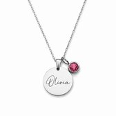 Geboortesteen Naam Ketting Zilver
