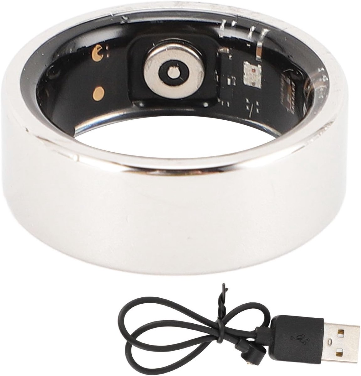 Smart Ring Health Tracker, slaaptracker, draagbare gezondheidsringen, fysieke conditietrackeringen voor vrouwen en mannen, magnetisch snel opladen, zilver (11)