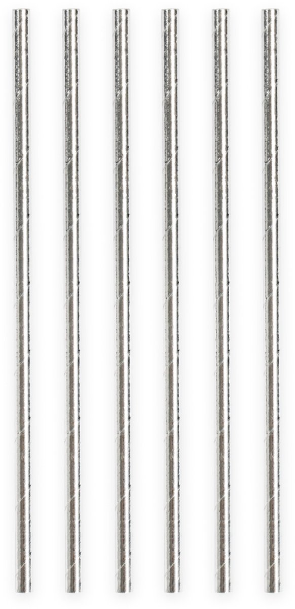 100 Papieren Rietjes Zilver Metallic - 6mm x 197mm - Voordeelverpakking (100 stuks) - Oud & Nieuw, feestversiering & verjaardag
