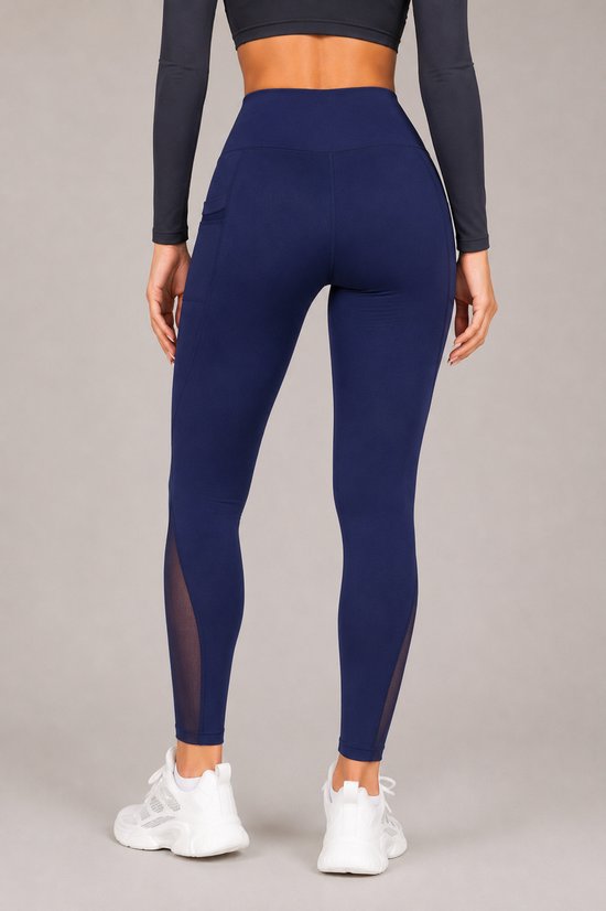 SparkNine Meshtone Sportlegging - XL - blauw - mesh details & handige zakken - sportbroek - ademend & stijlvol - elastisch - squatproof van Merkloos — afbeelding 3