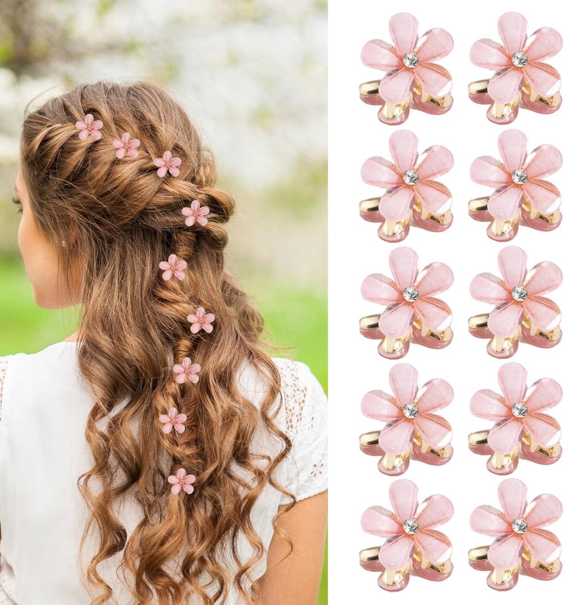 Franse haarspeld met strass - 20 Stuks - Bloemenvorm haarspeldjes - Retro Haarclip - Haar Accessoire - Haaraccessoires voor Bruiloften - Haar decoratieve - Sterke Grip - Geschikt Voor Dik en Dun Haar - Geschikt Voor Vrouwen en Meisjes - 7.5CM