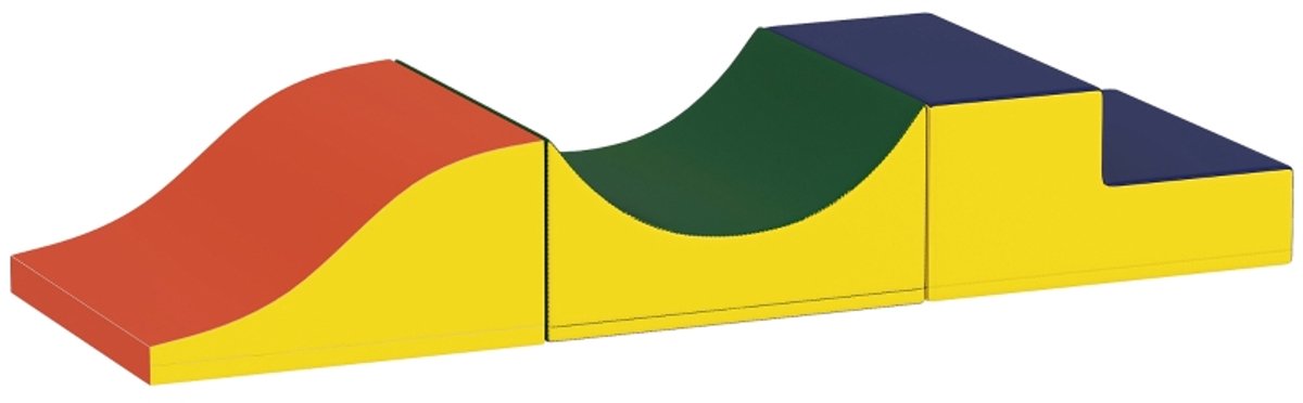 Afmetingen 141 x 45,7 x 20,3 cm 3-delige klim- en kruipset voor peuters, geel, zachte speelblokken met schuimvulling, geschikt voor kruipen, klimmen en glijden, lichtgewicht en stabiel, antislip basis, stimuleert motoriek en fantasie