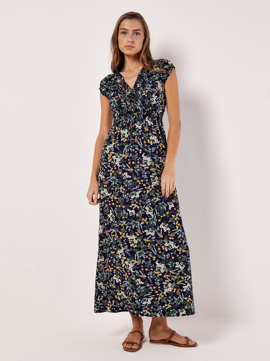 Maxi-jurk met kleine botanische bloemenprint