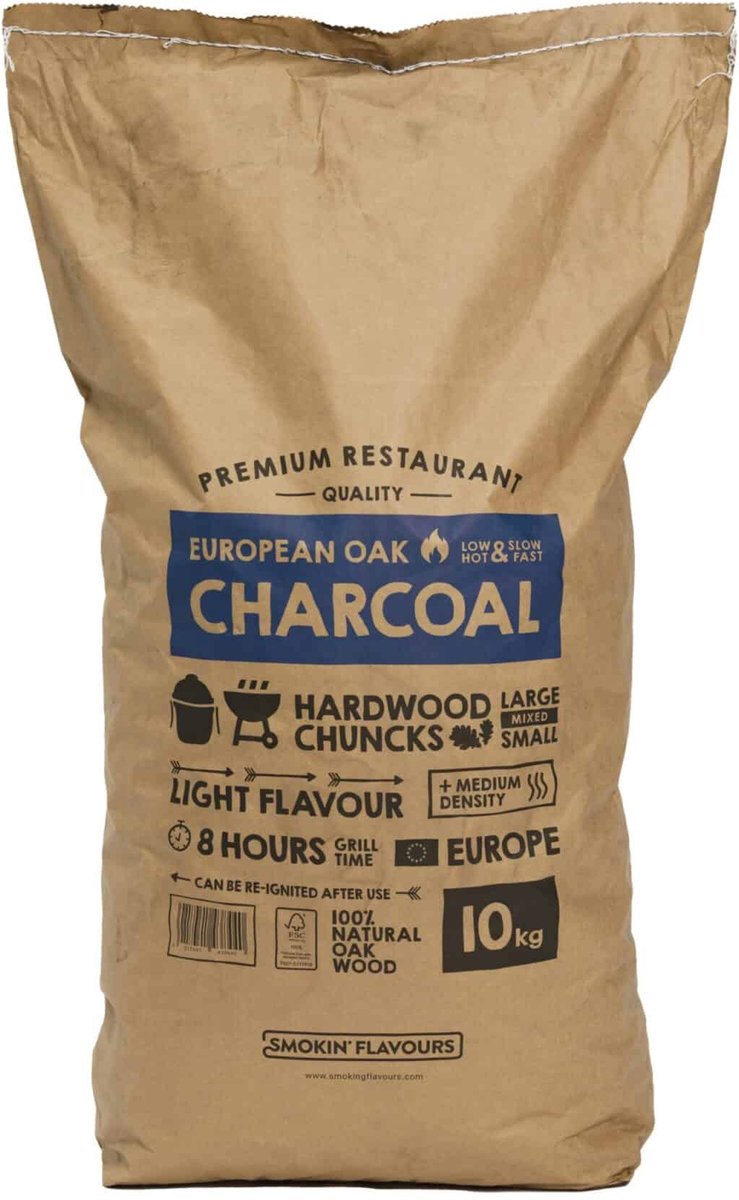 Smokin' Flavours Houtskool European Oak - 9KG - Lichte rooksmaak - Hot & Fast - Restaurantkwaliteit