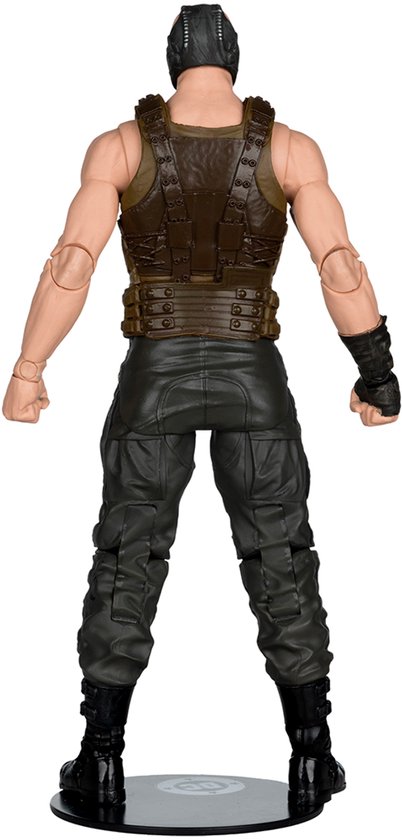 Actiefiguur van Bane, zicht van achteren. Met masker, bruin vest, grijze broek en zwarte laarzen.