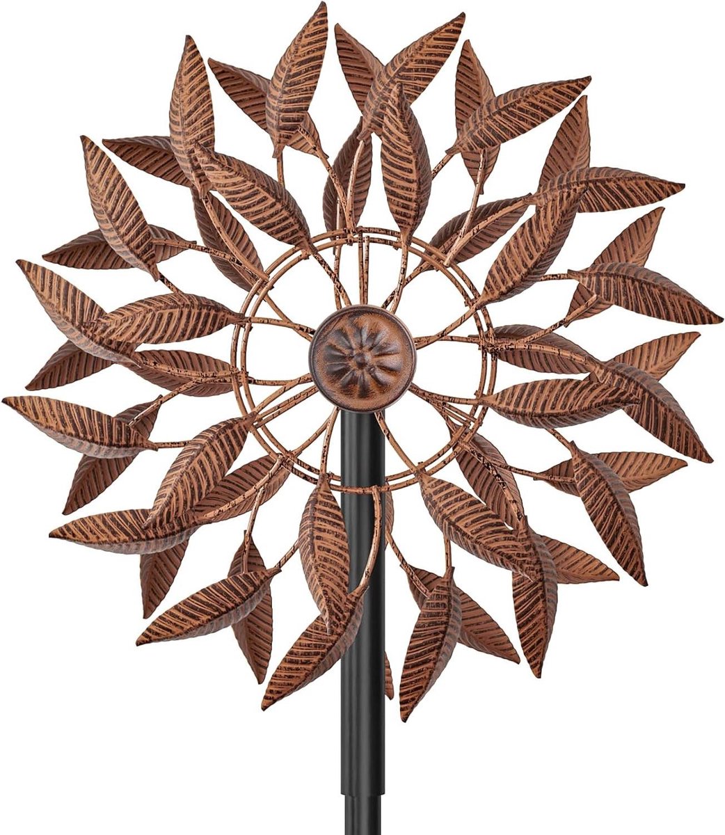 Windspinner Buiten - Tuin Windmolen - Tuin Decoratie - 360 Graden Rotatie - 161 cm Hoog - Roestkleur