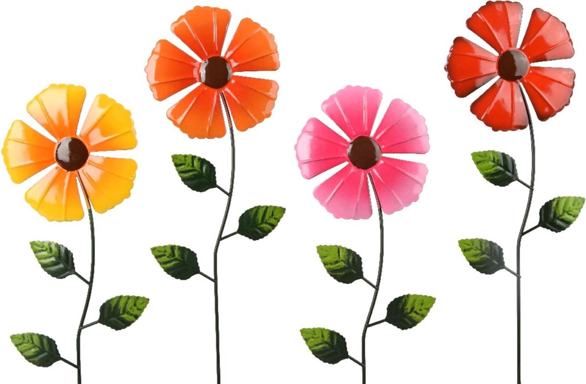 Metalen Bloemsteker - Tuinsteker Metaal Bloem - Tuin Decoreren - Weerbestendige Decoratie - 55 cm - Groen