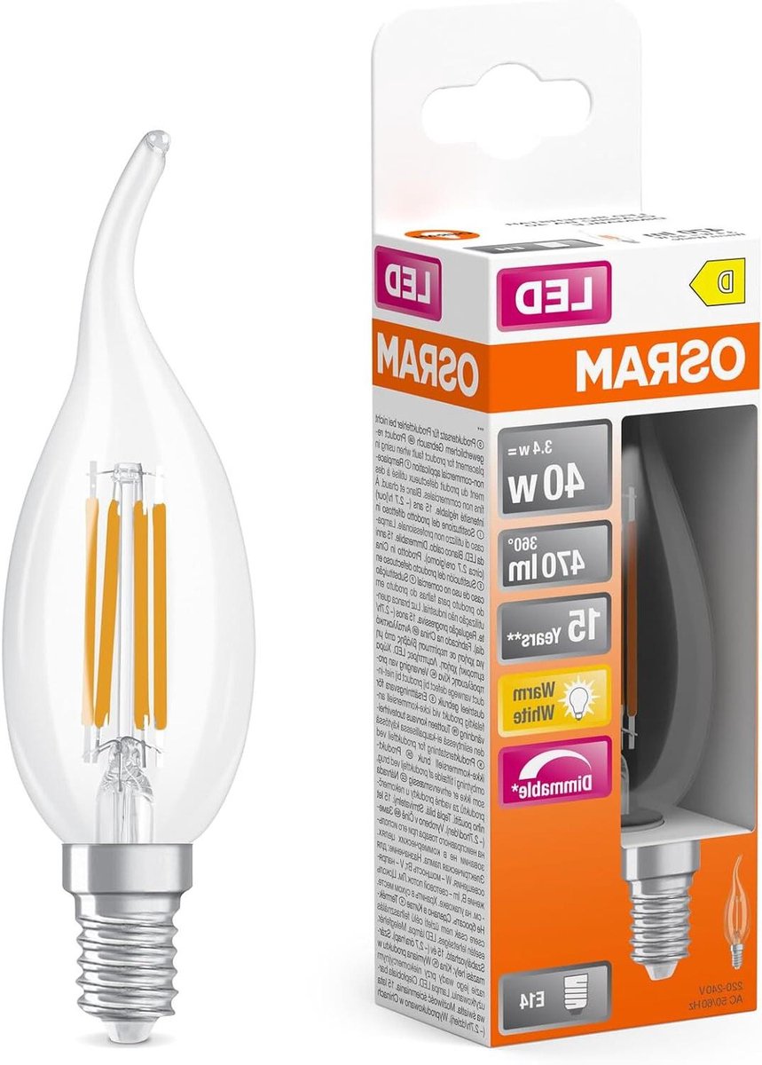 LED Filament Lamp - Kaarslamp Dimbaar - Sfeerverlichting Creëren - Zichtbaar Filament Desi