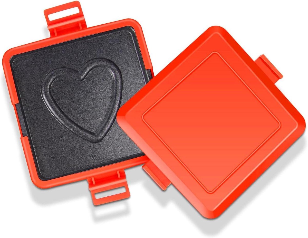 Broodrooster Magnetron - Sandwich Grill Tray - Ontbijt Maken - Hittegolf Technologie - 18 x 15 x 4 cm - Rood