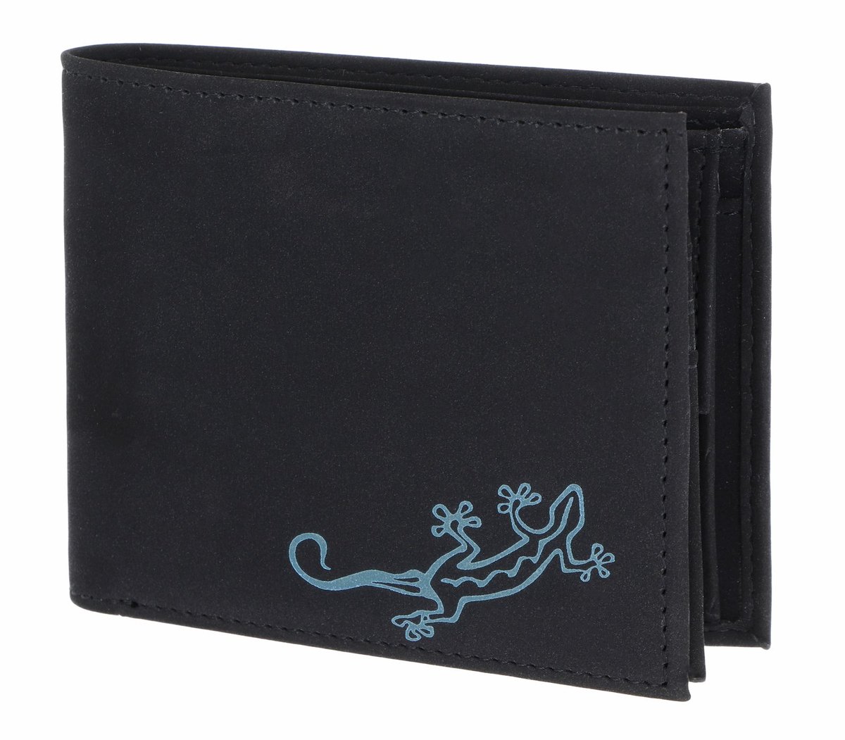 oxmox portemonnee New Cryptan Querscheinbörse Lizard Print Cyan Black zwart