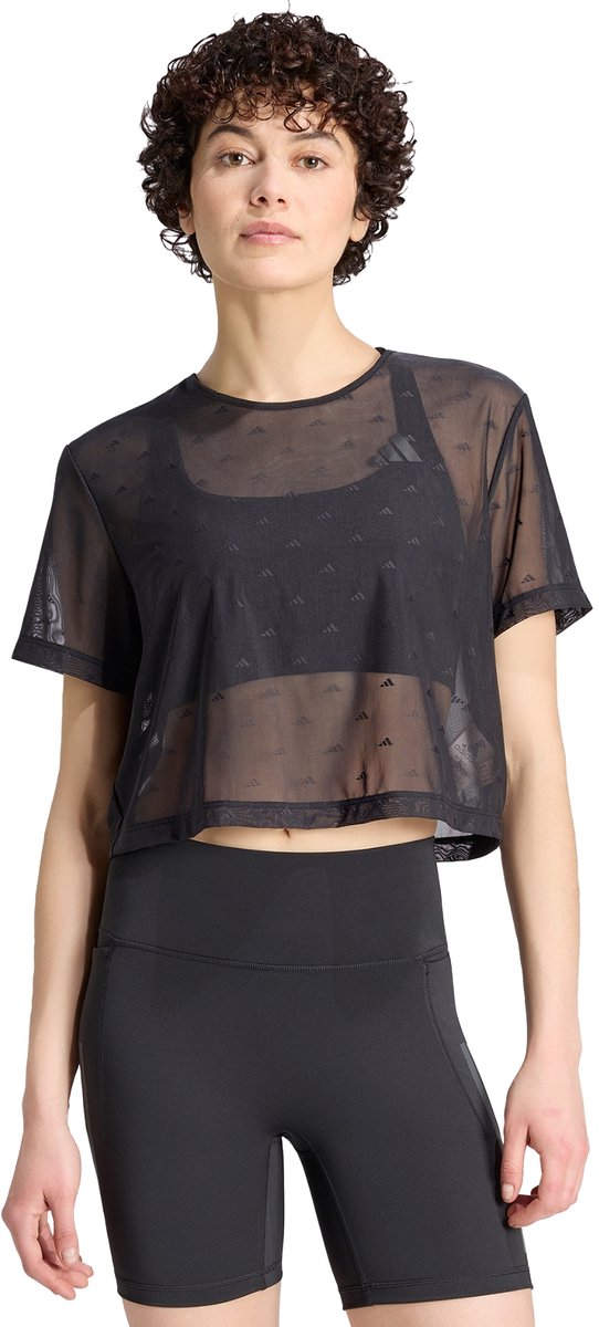 Adidas Performance Primelift Essentials Boxy Mesh Workout-T-Shirt Dames Zwart
