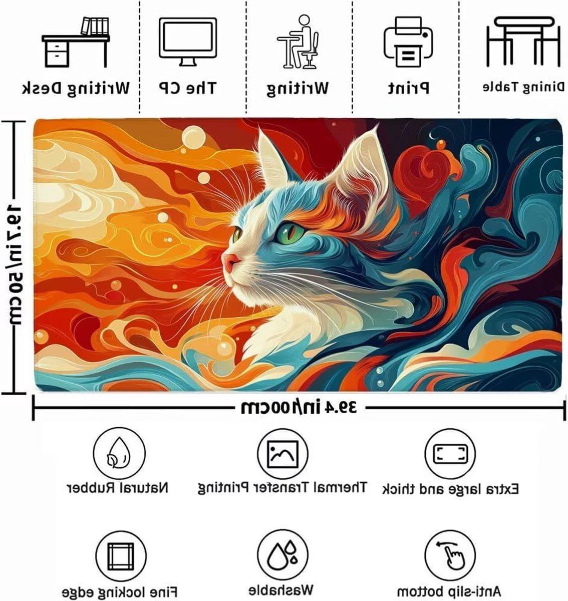 XXL Muismat - Bureauonderlegger Bureaumat - Bureau Organisatie - Antislip Genaaide Randen - 1000 x 500 mm - Meerkleurig