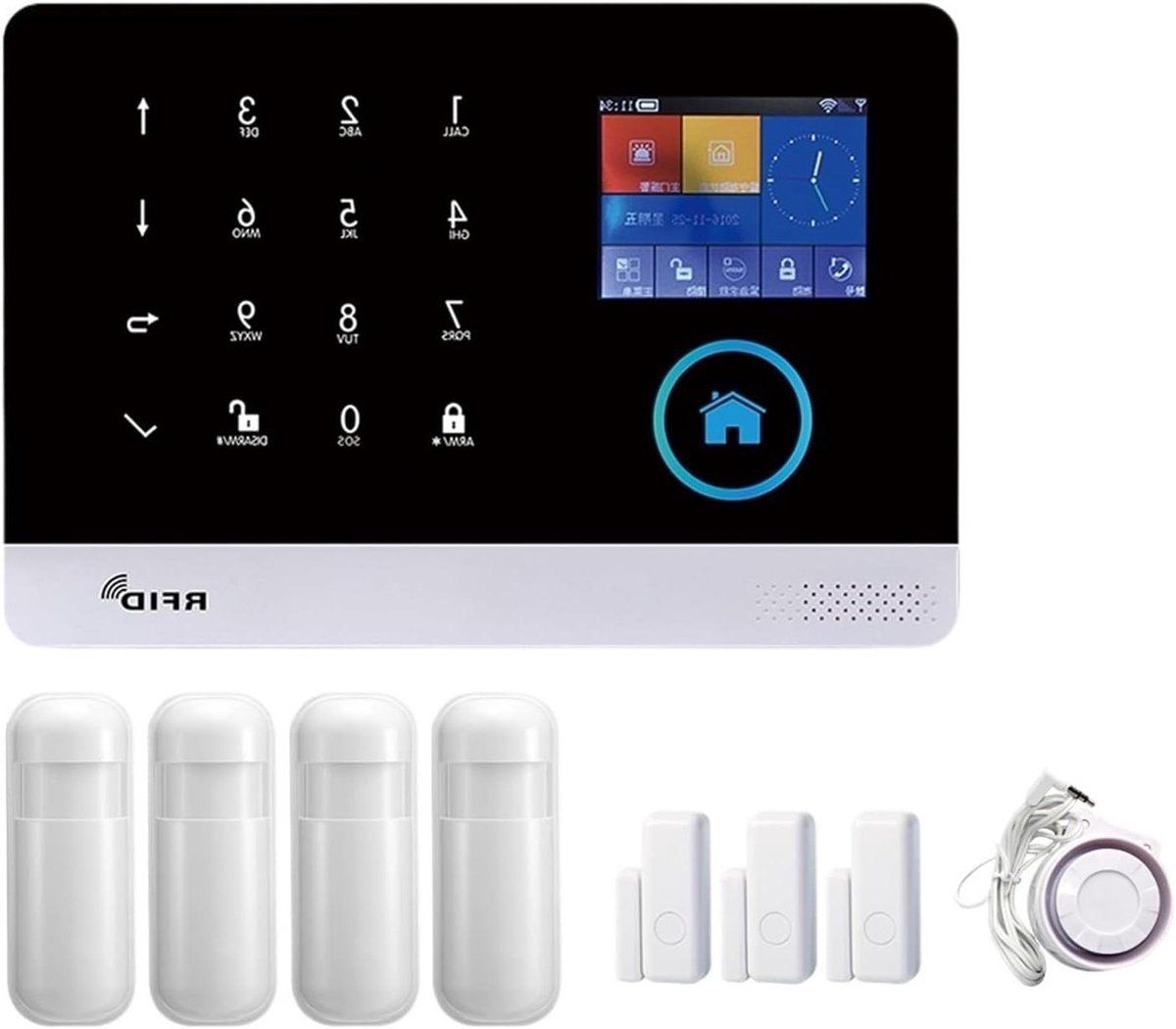 Smart Home Alarmsysteem - Beveiligingssysteem Woning - Huis Beveiligen - Touchscreen Bediening - 10x10x10 mm - Wit