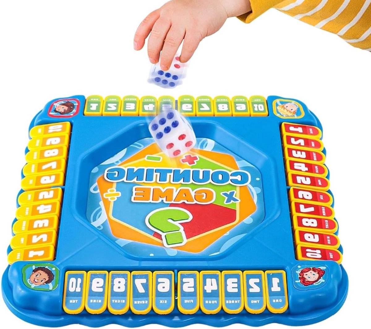 Dobbelsteen Doos Spel - Rekenspel Tafelspel - Familieentertainment - Ontwikkelt Getalbegrip - 22x22 cm - Multicolor
