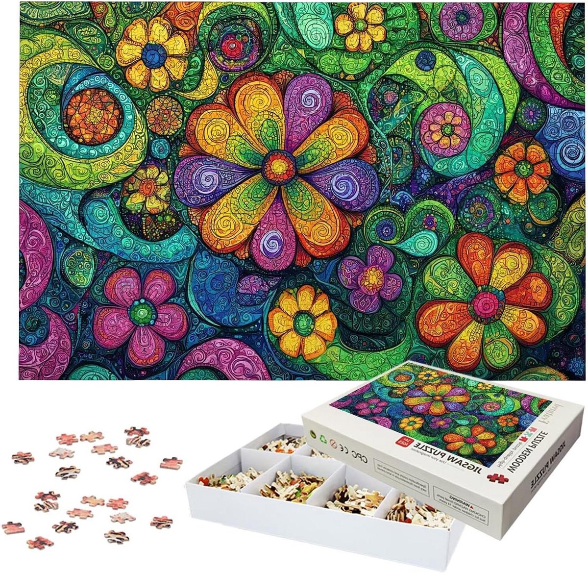 Houten Puzzel - Legpuzzel Volwassenen - Ontspanning Thuis - Lettermarkering Rug - 122 x 81 cm - Meerkleurig