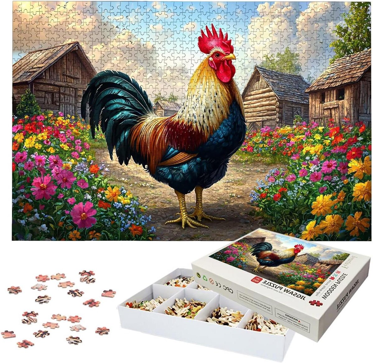 Houten Puzzel - Legpuzzel Volwassenen - Ontspanning en Uitdaging - Lettermarkeringen op Achterkant - 122 x 81 cm - Meerkleurig