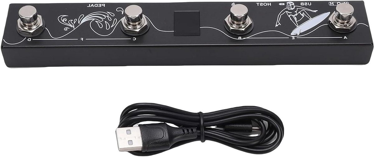 MIDI Voetcontroller - Draadloos Pedaal - Muziek Maken - App Configuratie - 21 cm - Zwart