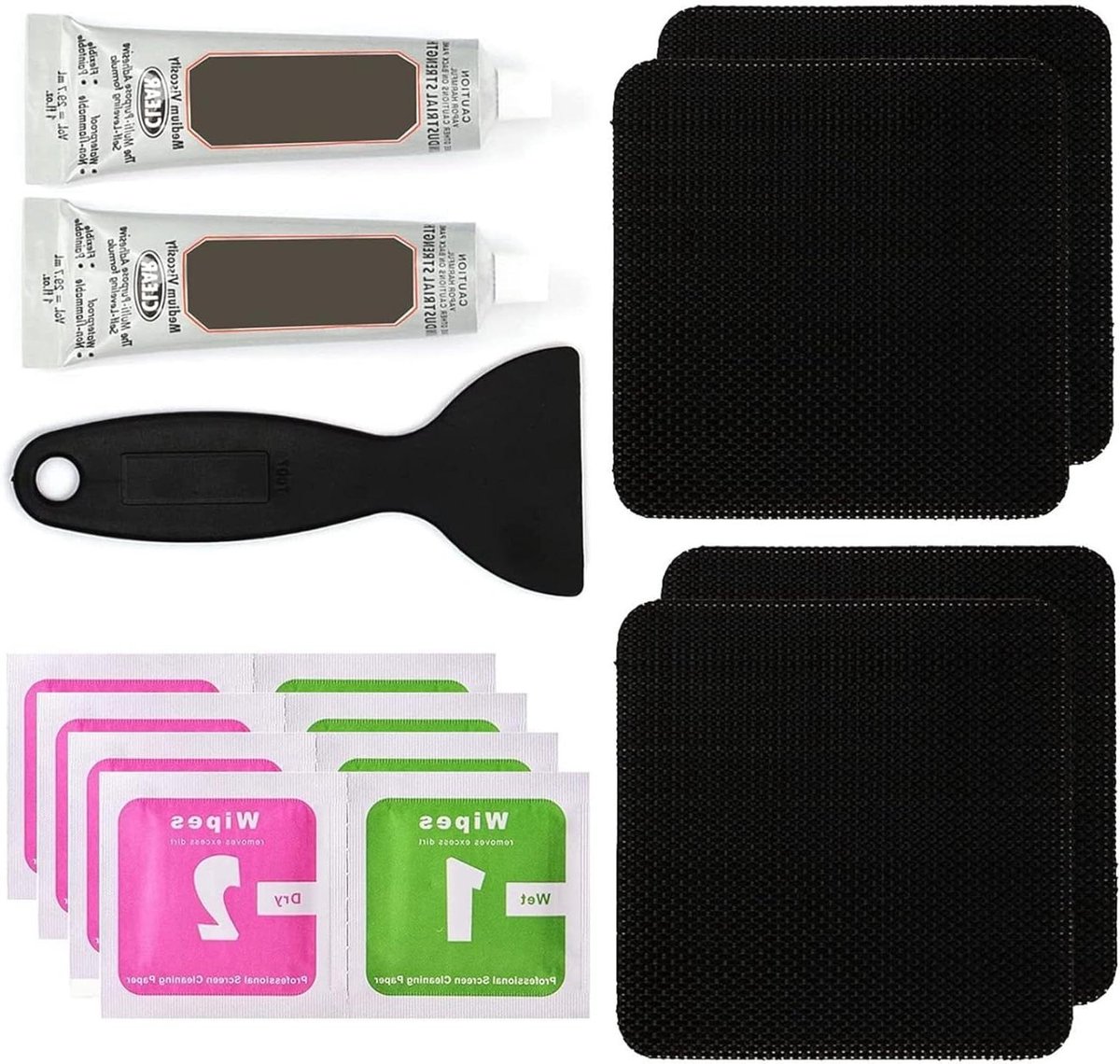 Trampoline Reparatieset - Patch Set - Trampoline Onderhoud - Vierkante Versterkte Patches - 10x10 cm - Zwart