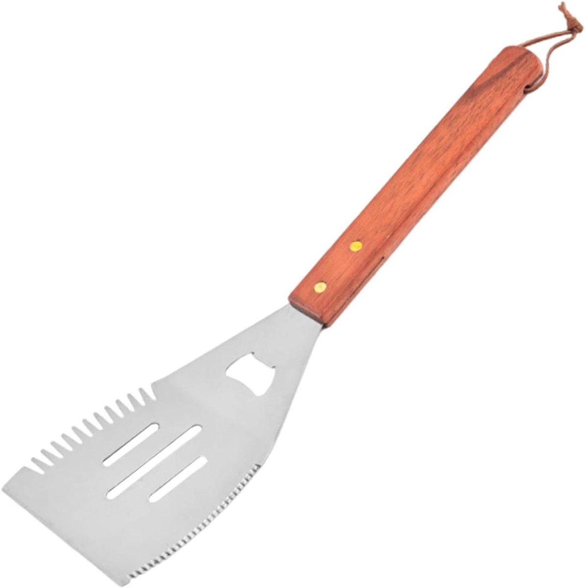 Grill Spatel - Barbecue Spatel - Buiten Koken - Hittebescherming Ergonomisch - 39 cm - Zilver