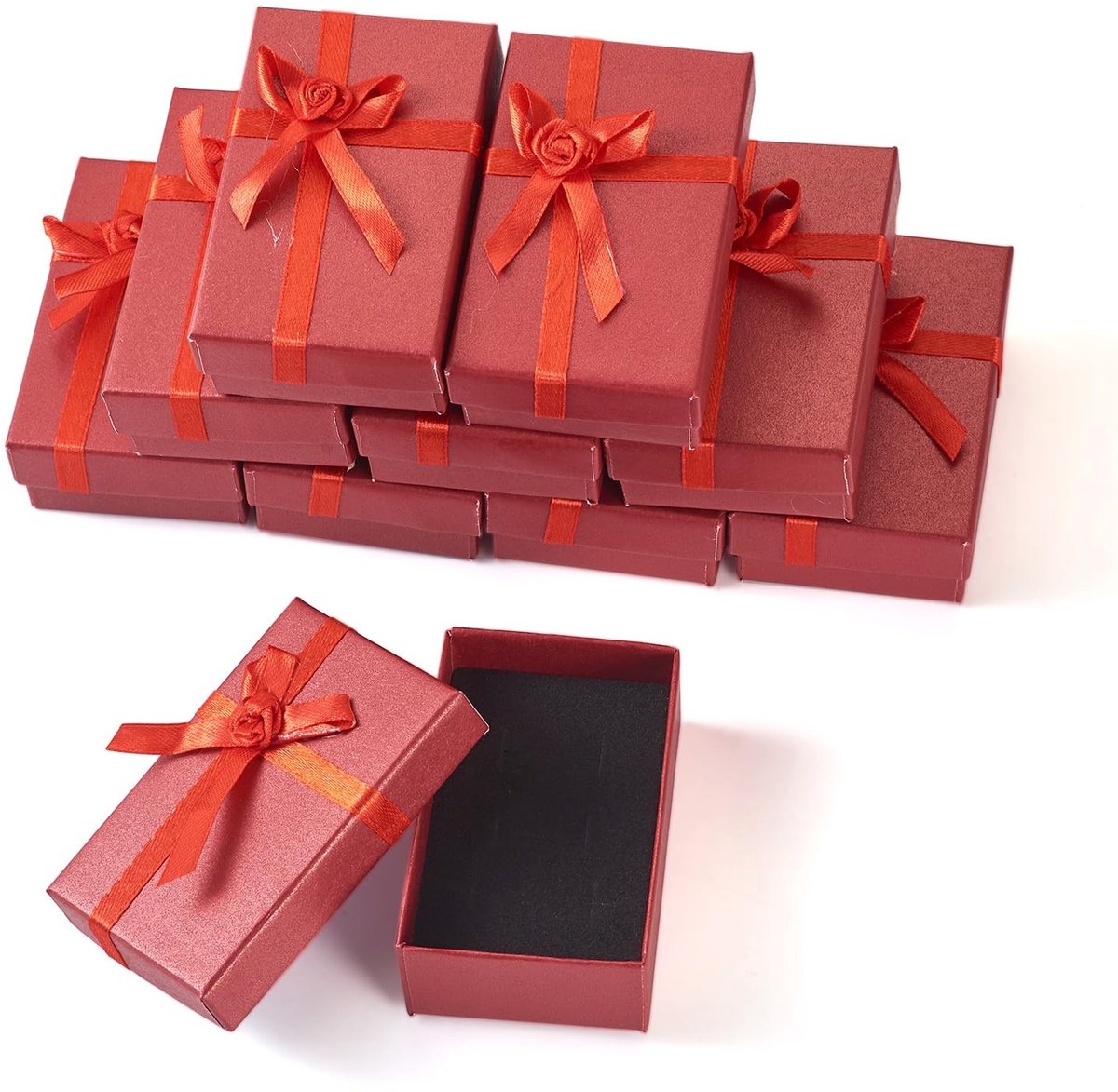 ONF3 - Sieraden Geschenkdozen - 12 Stuks - Rood - Bruiloft - Moederdag - Kerst - Cadeauverpakking - 8x5cm - Feestelijke gelegenheden