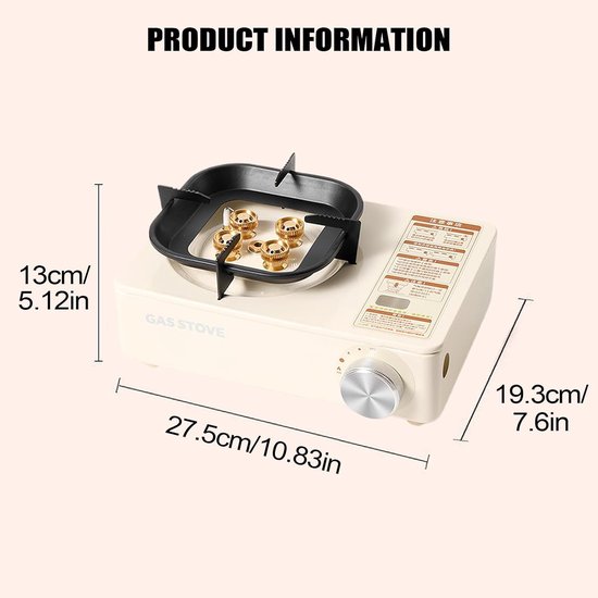 Camping Stove - Outdoor Brander - Koken Buiten - Intelligente Veiligheid - 33x25x14 cm - Wit — afbeelding 2