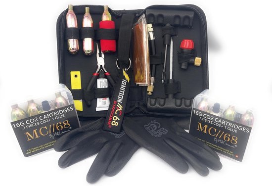 Band Reparatie Set - Tubeless Kit - Onderweg Repareren - Inclusief CO2 Bussen - 21 cm Lengte - Zwart — afbeelding 5