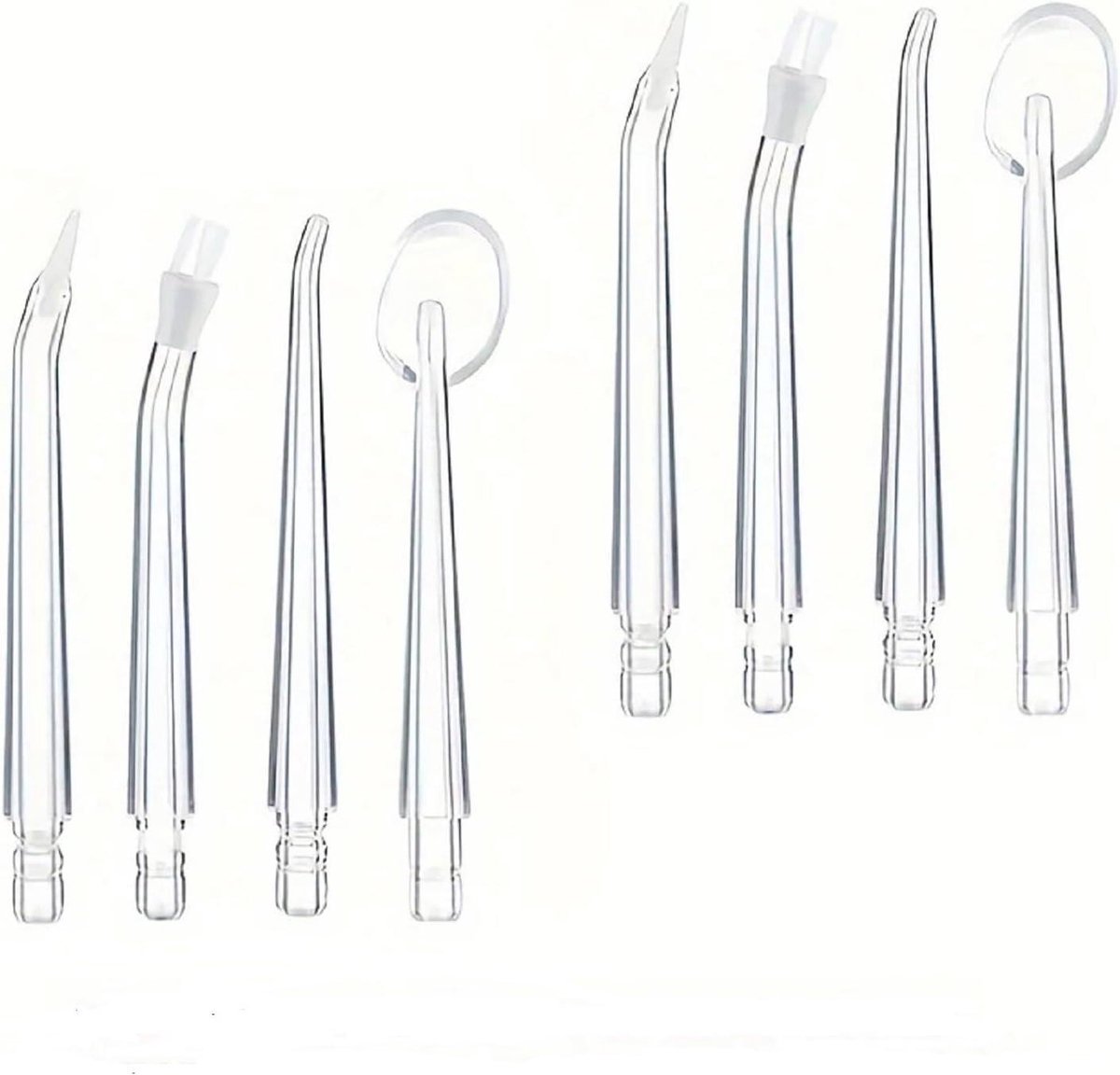 Waterflosser Opzetstukken - Monddouche Accessoires - Tanden Reinigen - Verschillende Mondstukken - 8 Stuks - Transparant