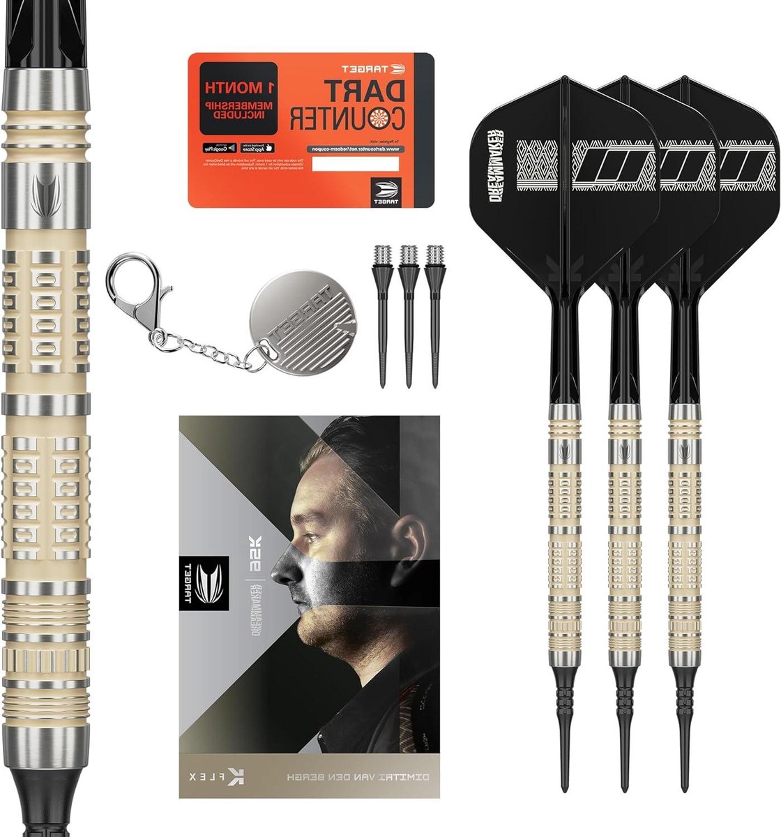 Soft Tip Darts - Wolfraam Set - Precisie Werpen - 95% Tungsten Barrel - 19G - Zand & Zwart