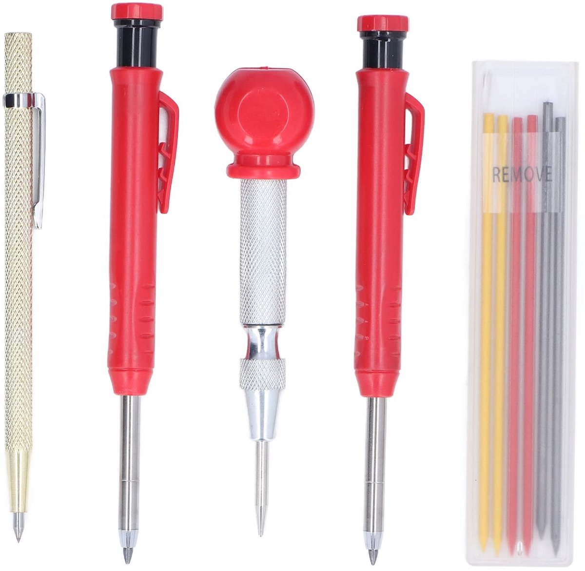 aladdien - Timmerman Potloden - Diepe Gat Markers - Schrijvende Tool - 3 Kleur Potlood - Vervang Leads - Geschikt voor Hout en Metaal