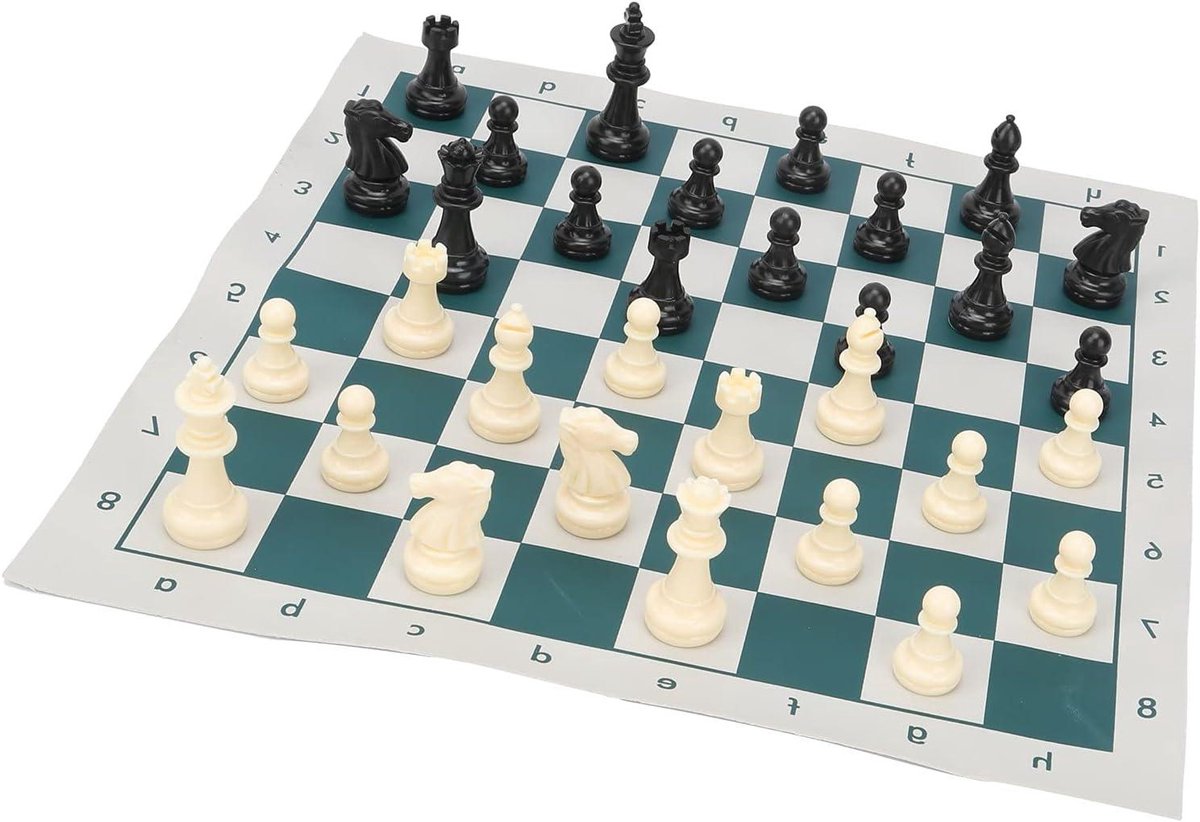 Schaakspel - Schaakbord set - Reizen en Training - Magnetisch en Opvouwbaar - 34x34cm - Groen en Wit