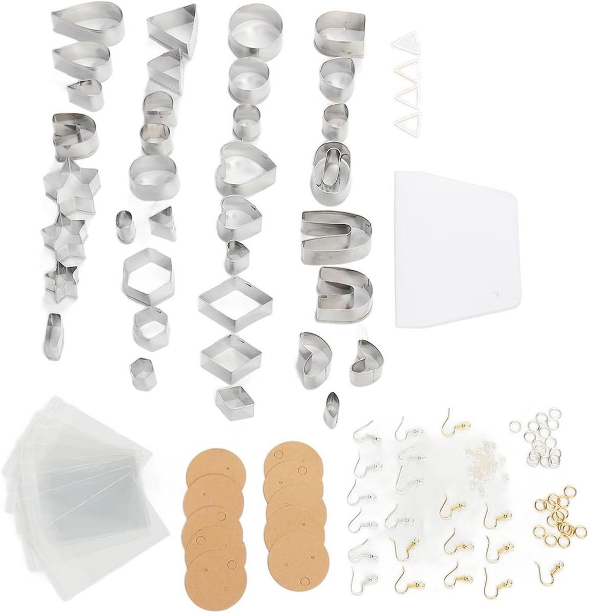 Klei Snijders Set - Ambachtelijke Gereedschappen - Oorbellen Maken - Roestvrij Staal - 19 x 14 x 3 cm - Zilver