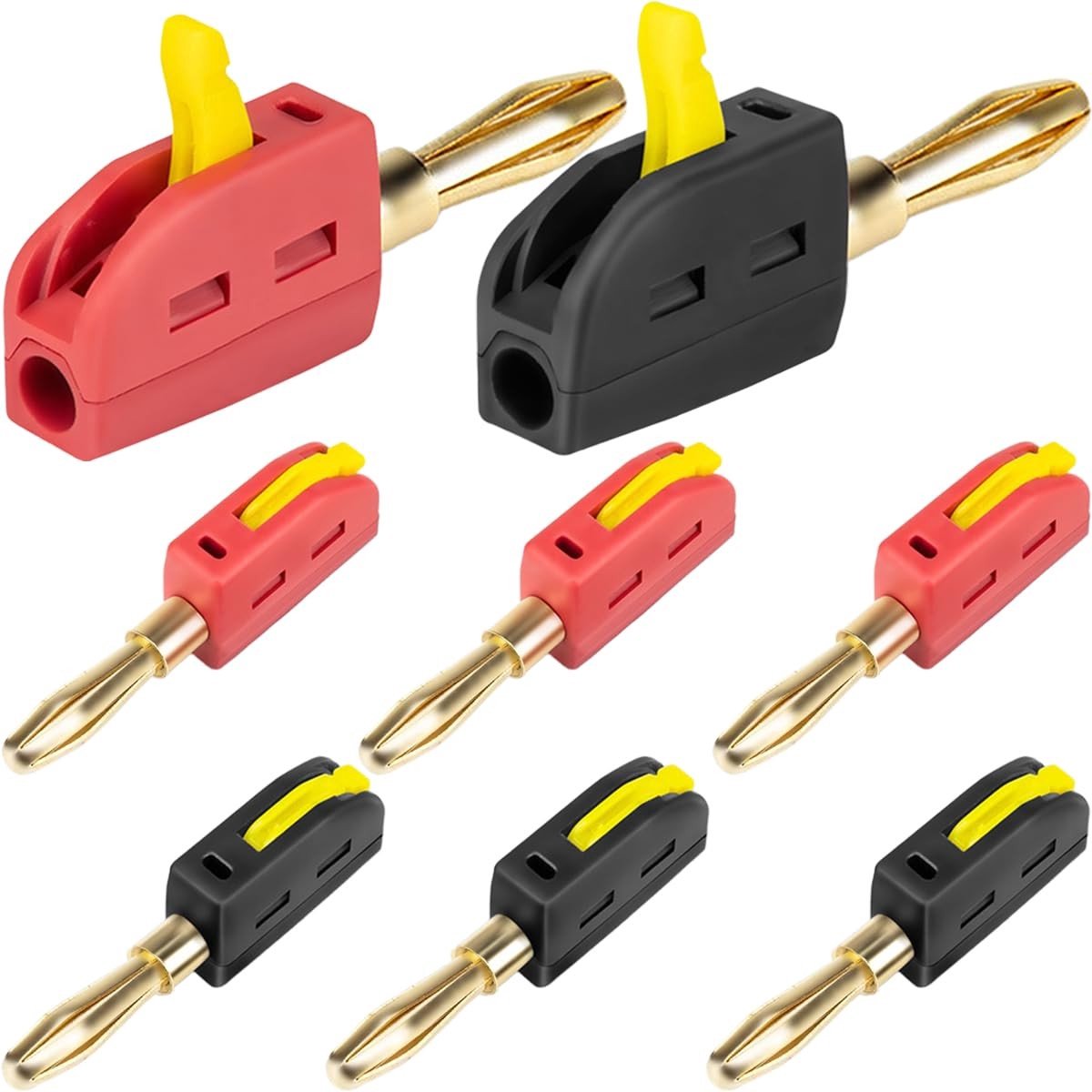 aladdien - Banana Plugs - Hoge Stroom Solderless Koppeling - 4mm - Snelle Aansluiting - Geschikt voor 32A - Ideaal voor Audioapparatuur