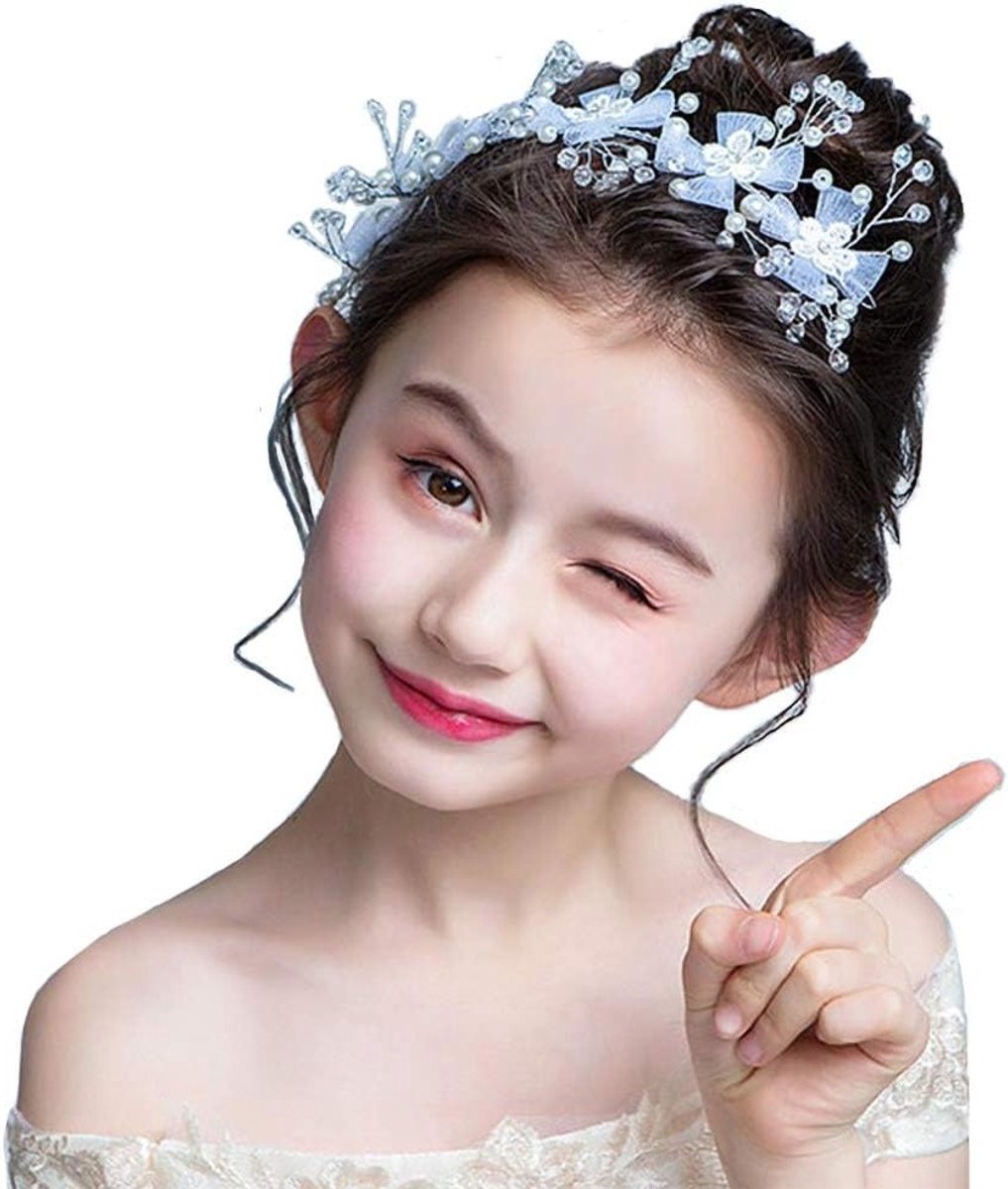 Elegante Haaraccessoires voor Bruidsmeisjes met Witte Bloemen, Parels en Kristallen