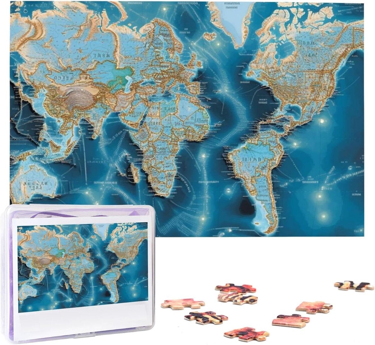 Wereldkaart Puzzel - Legpuzzel Volwassenen - Ontspannen Tijdverdrijf - Anti-krul Technologie - 1000 Stukjes - Meerkleurig