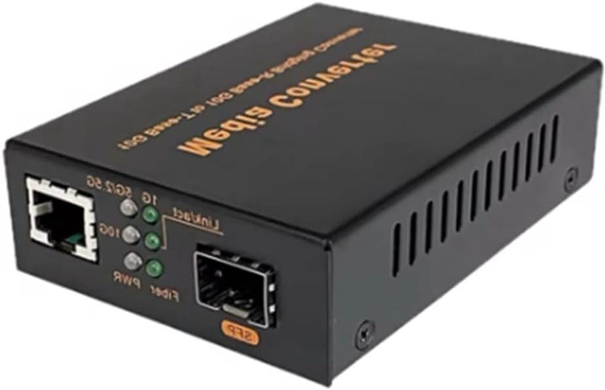 Glasvezel Media Converter - Ethernet naar Vezel - Netwerk Uitbreiding - 125G/10G Snelheid - 23 x 12 x 5 cm