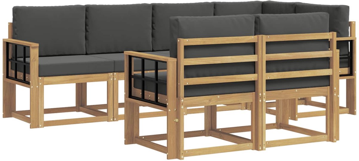 vidaXL Buiten - bank - set - 7 - st - 7-zits - Wit - en - antracietkleurig - Polyester Wit en antracietkleurig
