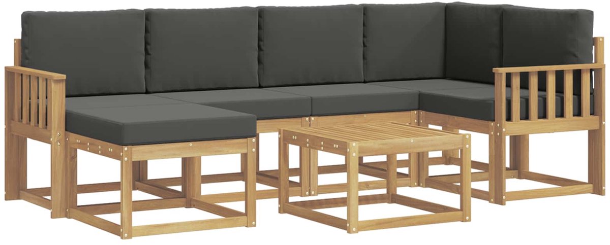 vidaXL Buiten - bank - set - 7 - st - 6-zits - Wit - en - antracietkleurig Wit en antracietkleurig