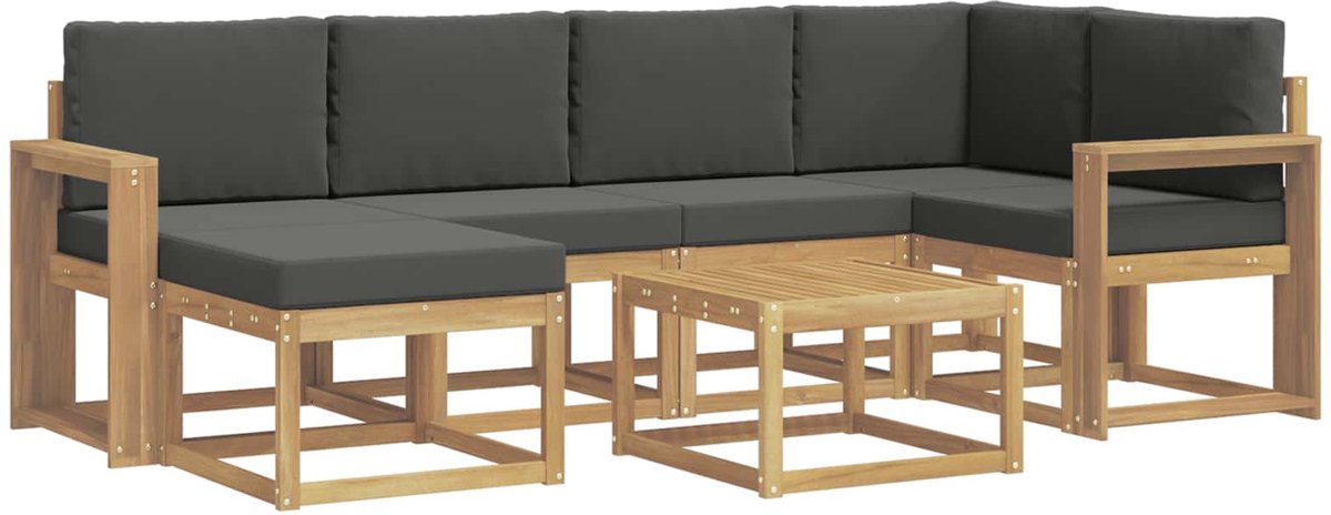 vidaXL Buiten - bank - set - 7 - st - 6-zits - Wit - en - antracietkleurig Wit en antracietkleurig