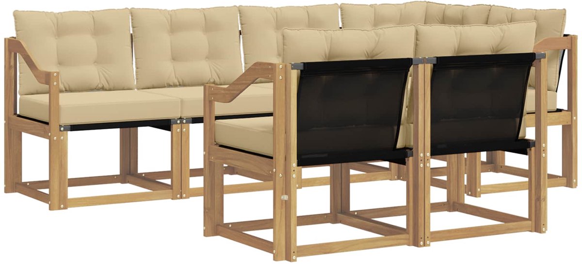 vidaXL Buiten - bank - set - 7 - st - 7-zits - Wit - en - Beige Wit en Beige