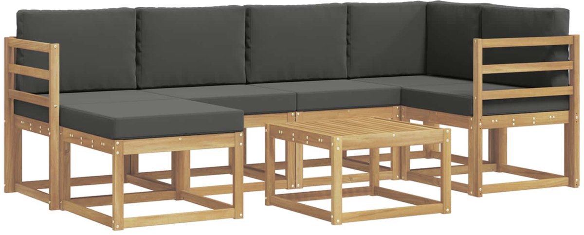 vidaXL Buiten - bank - set - 7 - st - 6-zits - Wit - en - antracietkleurig Wit en antracietkleurig