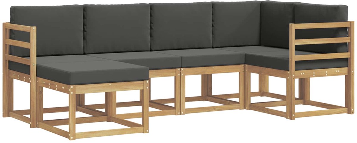 vidaXL Buiten - bank - set - 6 - st - 6-zits - Wit - en - antracietkleurig - Polyester Wit en antracietkleurig
