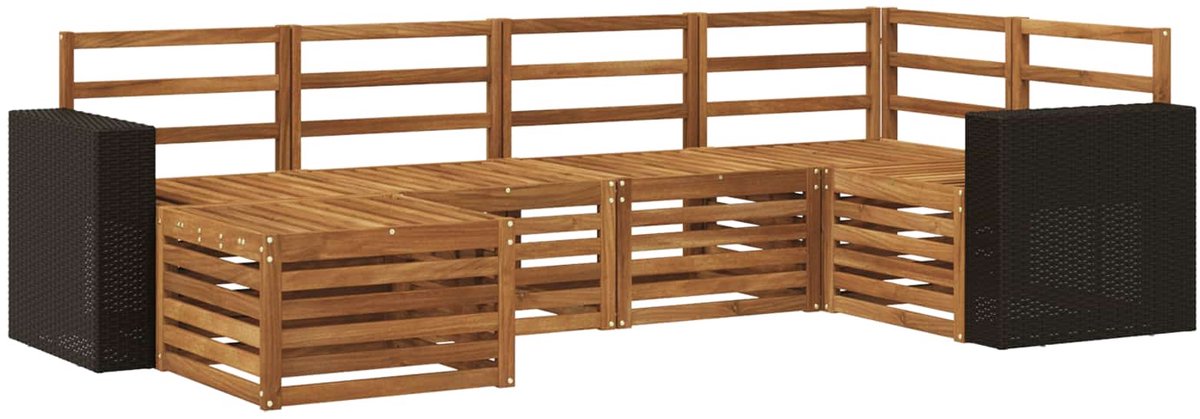 vidaXL Buiten - bank - set - 6 - st - 5-zits - Naturel - Massief - Acacia - Hout