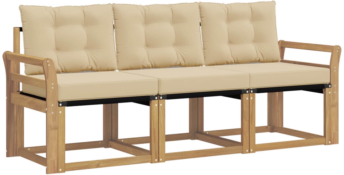 vidaXL Buiten - bank - set - 3 - st - 3-zits - Wit - en - Beige Wit en Beige